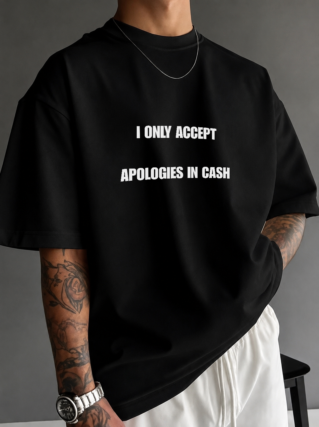 i only accept apologies in cash • white | black • relaxed tee • unisex • in 4 languages