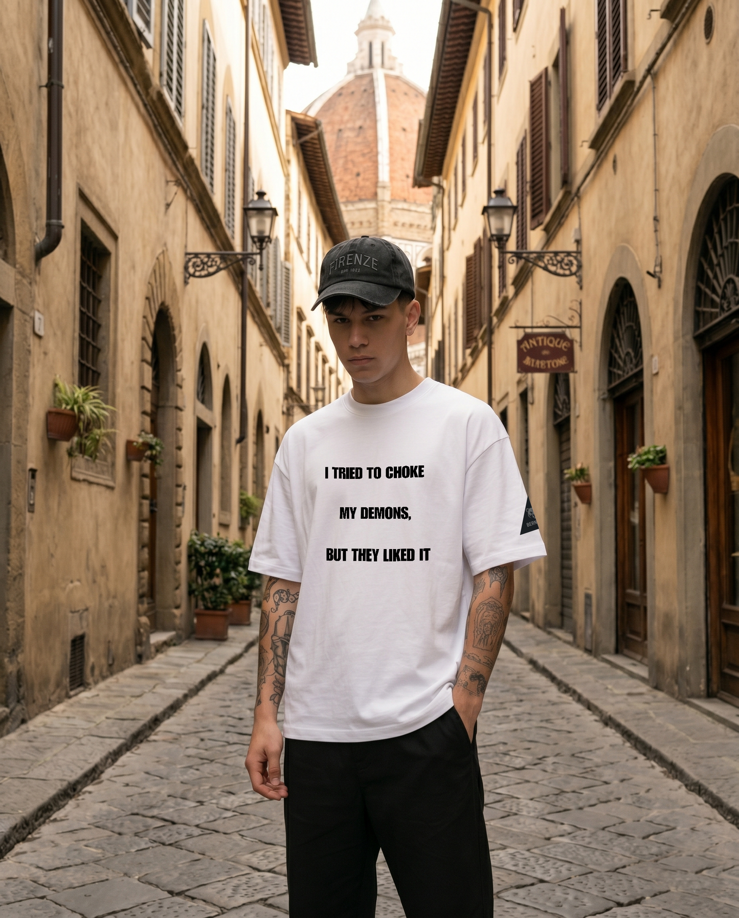 i tried to choke my demons, but they liked it  • white | black • relaxed tee • unisex • in 4 languages